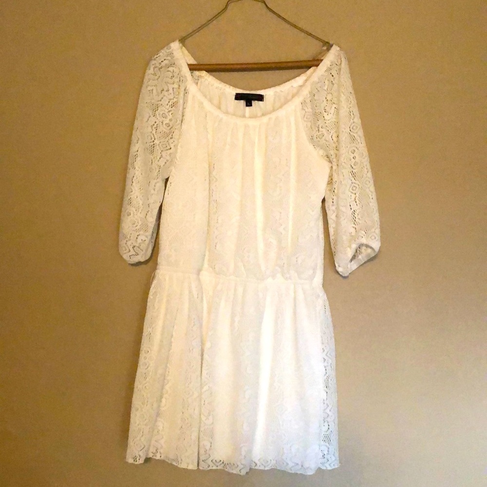 White crochet mini dress